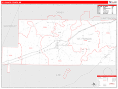 St. Francis County, AR Digital Map Red Line Style